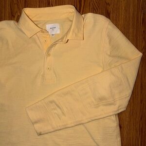 Billy Reid Slubbed Cotton Long Sleeve Polo Elbow Patches